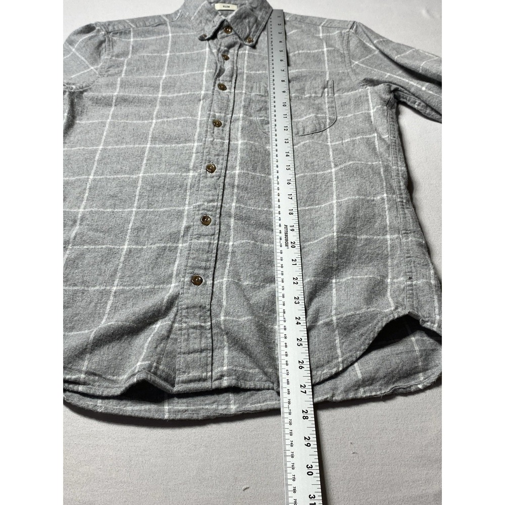 J.Crew Slim Brushed Twill Gray Windowpane Plaid Button Shirt Men's S - Picture 5 of 9